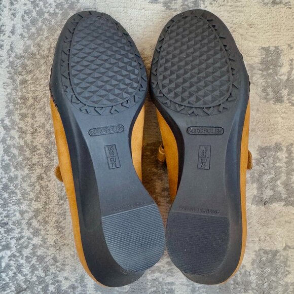 NWOT Aerosoles Tornado Tan Suede Wedge Mary Janes - Picture 14 of 15